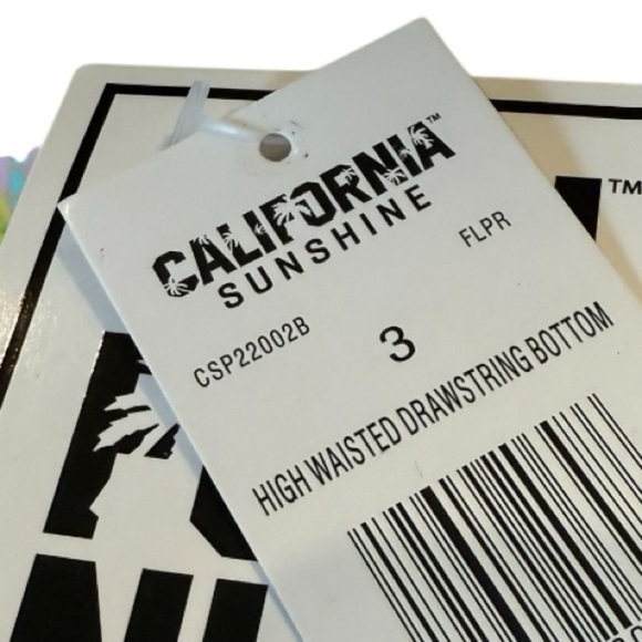 California High Waist Drawstring Full Bottom Pastel Paisley Swim Separate Size 3 - Picture 9 of 16